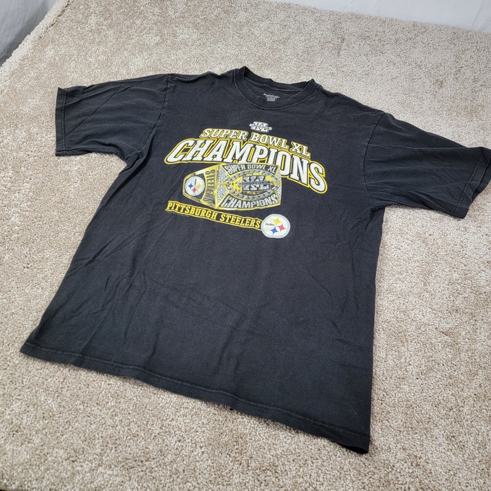 Reebok Men's Steelers Super Bowl XL Champions Graphic T-Shirt Size Large
